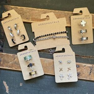 Aeropostale 5 Piece Jewelry Bundle #6 Earrings, Rings, Bracelets NWT 🐦‍⬛